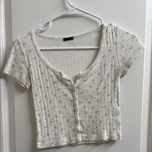 Brandy Melville White Ribbed Crop Top